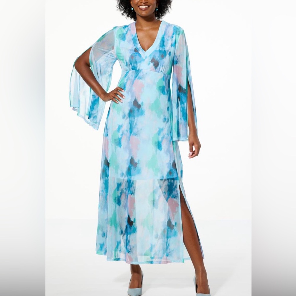 Curations x Nicole Hickl Printed Chiffon Maxi Dress